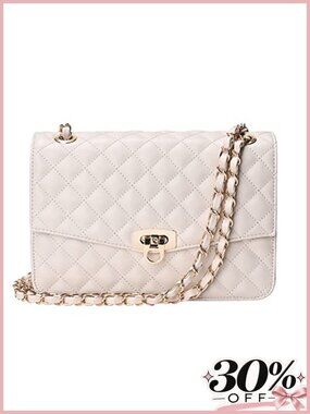 Quilted Vegan Leather Shoulder Bag Crossbody Purse Medium Chain Strap